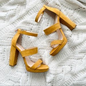 Olivia Fargiano Mustard Yellow Platform Thick Heel